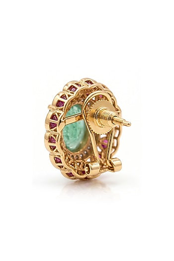 Gold Finish Brass Tavena Stud Earrings