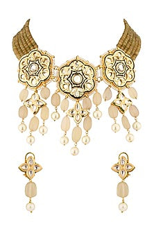 Gold Finish Enameled Necklace Set