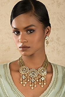 Gold Finish Enameled Necklace Set