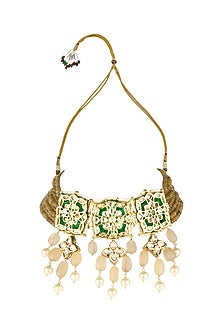 Gold Finish Kundan Necklace Set