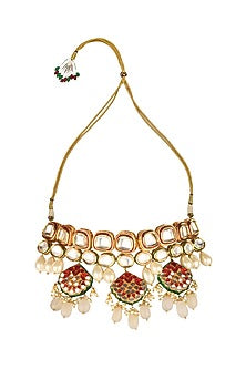 Gold Finish Kundan Choker Necklace Set