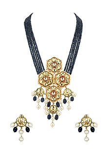 Gold Finish Shell Pearl Necklace Set