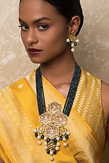Gold Finish Shell Pearl Necklace Set