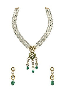 Gold Finish Quartz Beaded Necklace Set