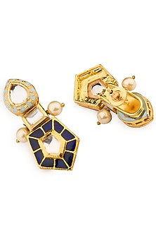 Gold Finish Enameled Kundan Necklace Set