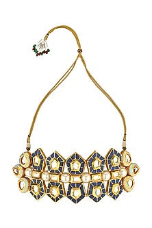 Gold Finish Enameled Kundan Necklace Set