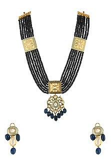Gold Finish Necklace Set With Quartz Drops
