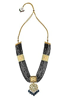 Gold Finish Necklace Set With Quartz Drops