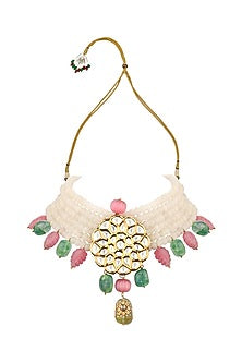 Gold Finish Kundan & Jade Necklace Set