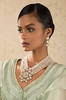 Gold Finish Beaded Choker Necklace Set