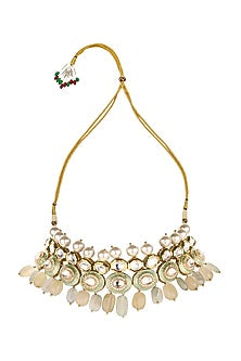 Gold Finish Quartz Drop Necklace Set