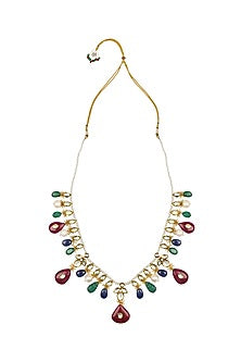 Gold Finish Kundan & Jade Necklace Set