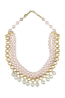 Gold Finish Kundan & Pearl Necklace Set