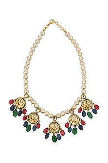 Gold Finish Jade & Kundan Necklace Set