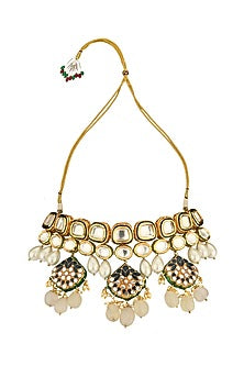 Gold Finish Shell Pearl & Beaded Necklace Set