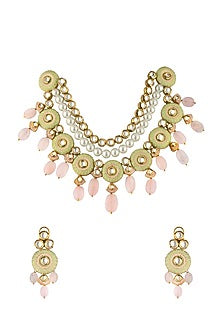 Gold Finish Enameled Choker Necklace Set