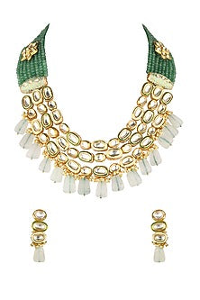 Gold Finish Shell Pearl Choker Necklace Set
