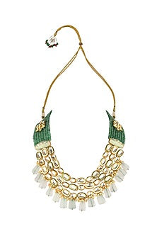 Gold Finish Shell Pearl Choker Necklace Set