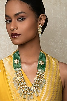 Gold Finish Shell Pearl Choker Necklace Set
