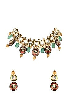 Gold Finish Beaded Necklace Set