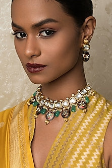 Gold Finish Beaded Necklace Set