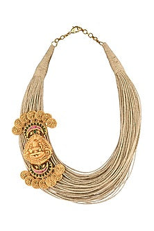 Gold Finish Laxmi Pendant Necklace Set