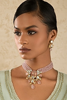 Gold Finish Ruby Choker Necklace Set