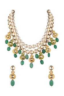 Gold Finish Enamelled Jade Necklace Set