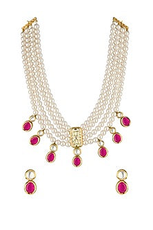 Gold Finish Hydro Onyx Choker Necklace Set