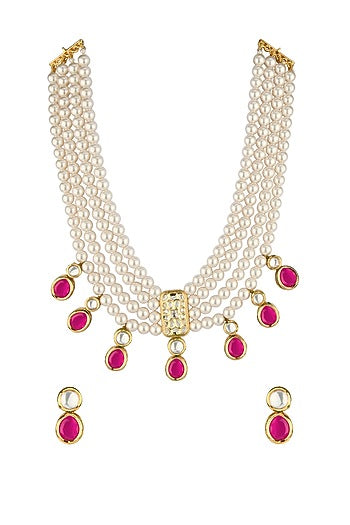 Gold Finish Hydro Onyx Choker Necklace Set