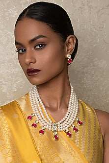 Gold Finish Hydro Onyx Choker Necklace Set