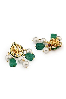 Gold Finish Jade Drop Choker Necklace Set