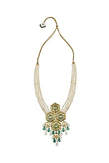 Gold Finish Jade Drop Choker Necklace Set
