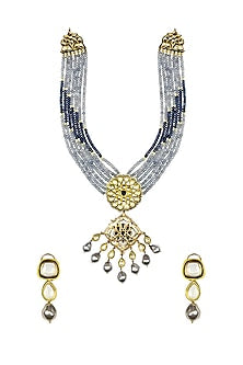 Gold Finish Agate Choker Necklace Set