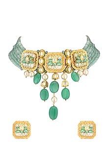 Gold Finish Mother of Pearl Necklace Set