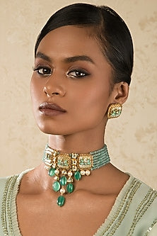 Gold Finish Mother of Pearl Necklace Set