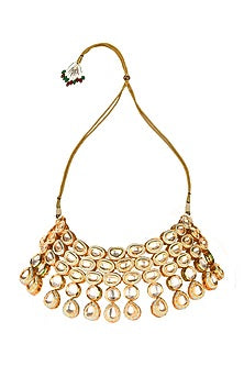 Gold Finish Kundan Enameled Necklace Set