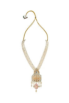 Gold Finish Jade & Pearl Choker Necklace Set