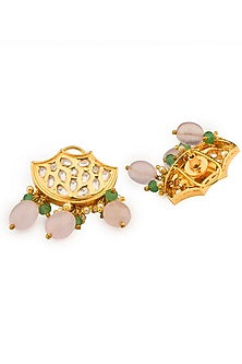 Gold Finish Jade & Shell Pearl Choker Necklace Set