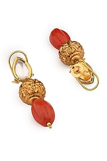 Gold Finish Coral Beaded Necklace Set