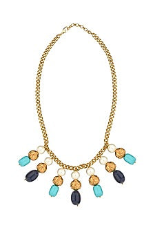 Gold Finish Turquoise Beaded Necklace Set