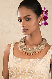Gold Finish Carnelian Choker Necklace Set