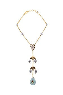 Gold Finish Kundan Polki Long Necklace