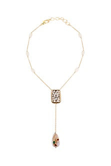 Gold Finish Hydro Stone Long Necklace