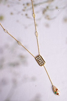 Gold Finish Hydro Stone Long Necklace