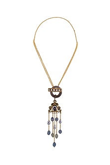 Gold Finish Pearls Long Necklace