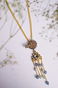 Gold Finish Pearls Long Necklace