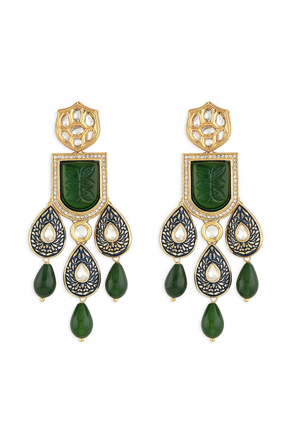 Gold Finish Enameled Dangler Earrings