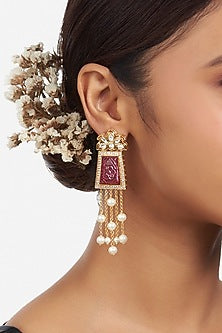 Micron Gold Finish Handcrafted Dangler Earrings