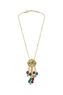 Micron Gold Finish Pendant Necklace With Hydro Stones